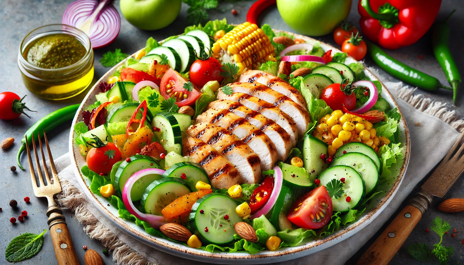 Grilled Chicken and Veggie Salad for Weight Loss